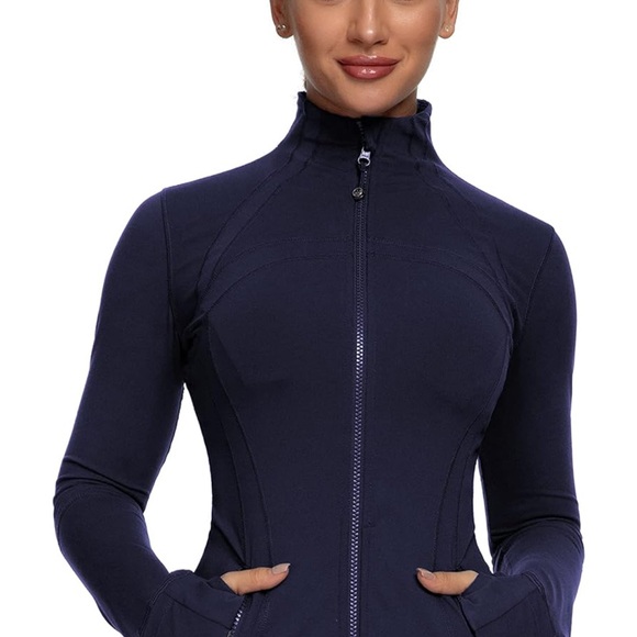 Queenieke Navy Full Zip Jacket with mesh and Thumbholes size small EUC - Picture 3 of 12